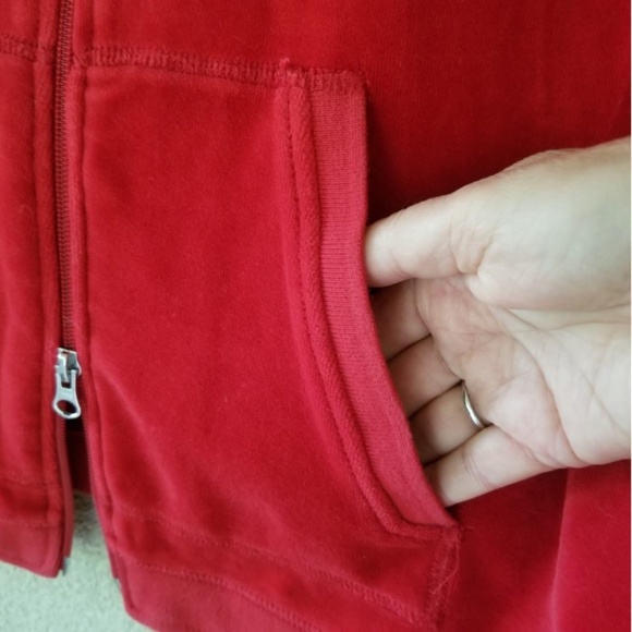 Tommy Hilfiger full zip velour red track jacket SZ XL - Picture 5 of 7
